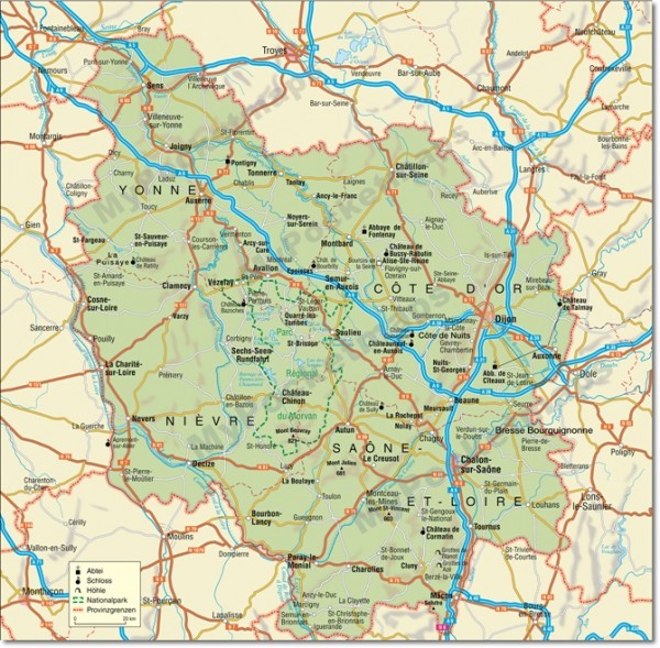 Frankreich - Burgund Umgebungskarte
